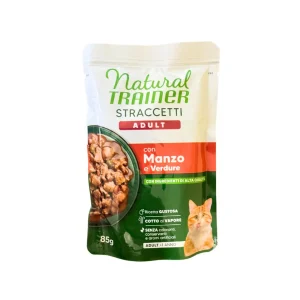 Trainer Natural Straccetti Manzo e Verdure 85g Bustina Gatti Adulti