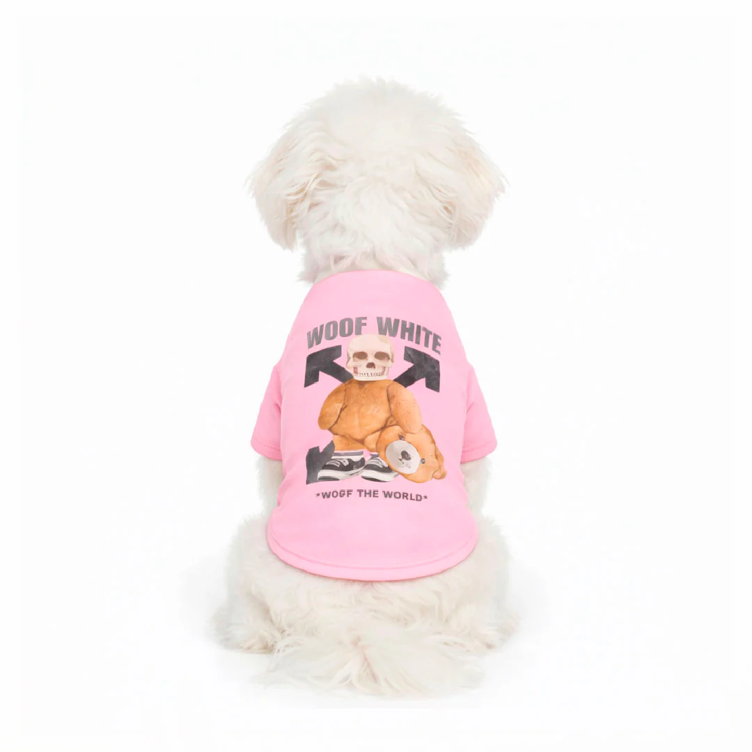 Canottiera estiva per cani - da 4 a 15kg - rosa - Woof White - immagine 2