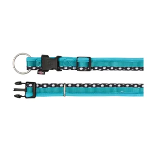Trixie Collare Freshline Spot Turchese/Nero Pois M-L 35-55cm/20mm