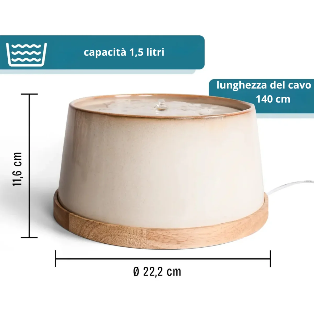 Ne&No - Fontana in ceramica + Base in bambù - immagine 6