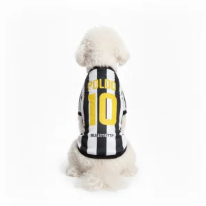 Maglietta bianconera personalizzata da calcio - con maniche - per cani da 2 a 40kg