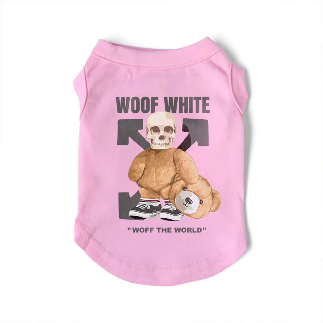 Canottiera estiva per cani - da 4 a 15kg - rosa - Woof White - immagine 3