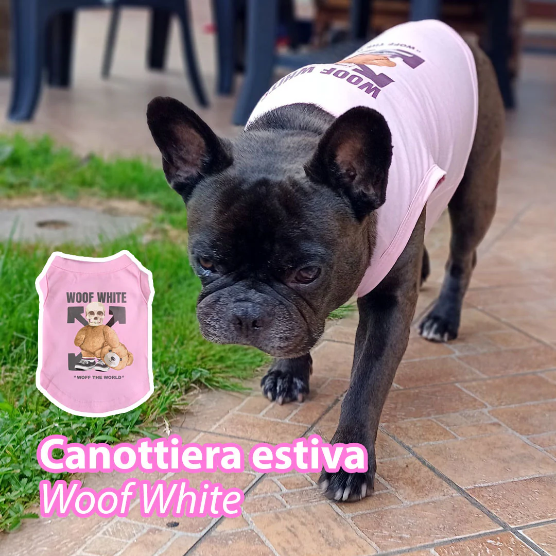 Canottiera estiva per cani - da 4 a 15kg - rosa - Woof White - immagine 4